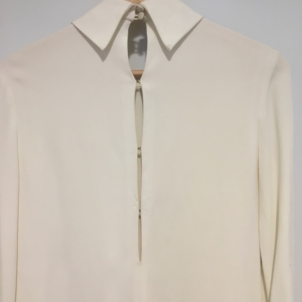 Adam Lippes Ivory Long Sleeve Shift Dress Fringe - Picture 6 of 8